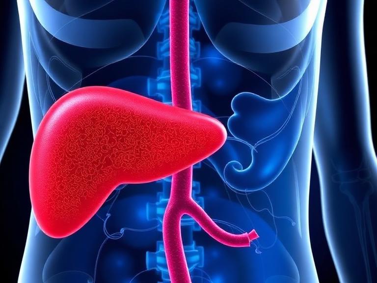 3D medical illustration showing the pancreas in the human body